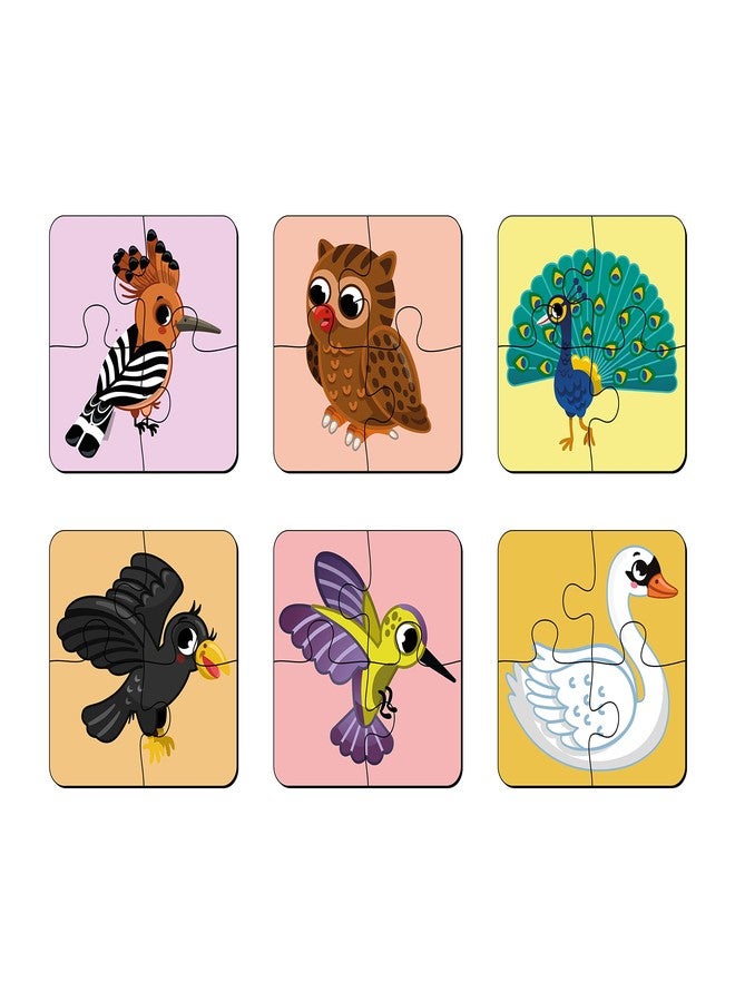 YaYplay 4 Piece Wooden Puzzle Set - 6 Jungle Birds Jigsaw for Kids Age 2 & Above - Safe & Durable Pre-School Educational Game With Wooden Box - Image 2